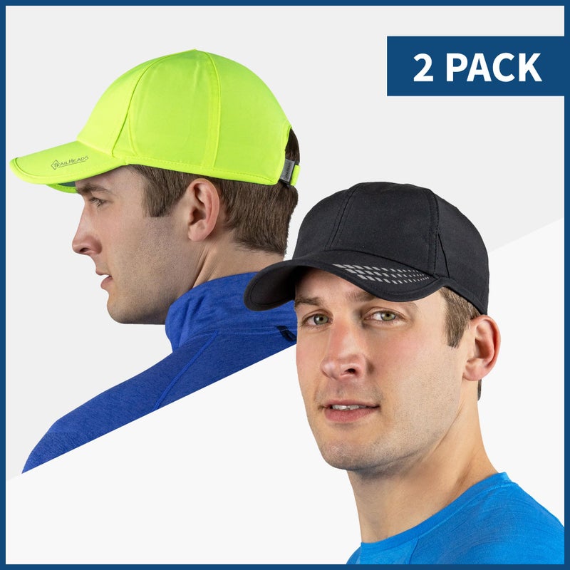 TrailHeads Men's Running Cap with UV Protection, Lightweight & Quick Drying Performance Sports Hat, UPF 50, Adjustable Fit - Black/Reflective - Image 2